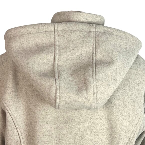 Vince Camuto Hooded Oatmeal Coat Size M Washable Gold Zip Front Old Money - Picture 5 of 10